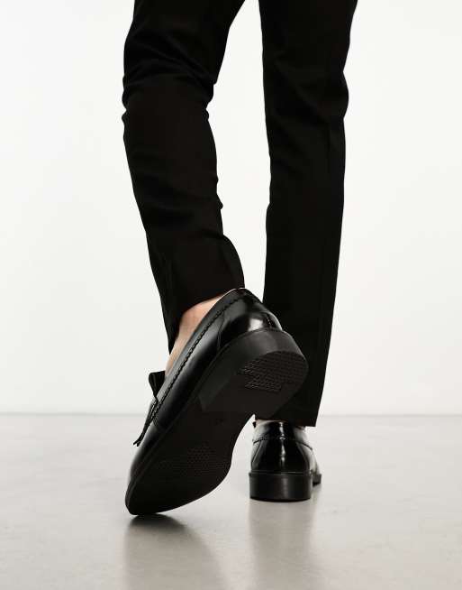 ASOS DESIGN black leather penny loafer