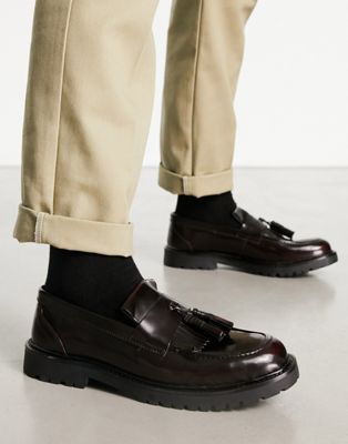 H by Hudson Exclusive Aries loafers in burgundy hi shine leather