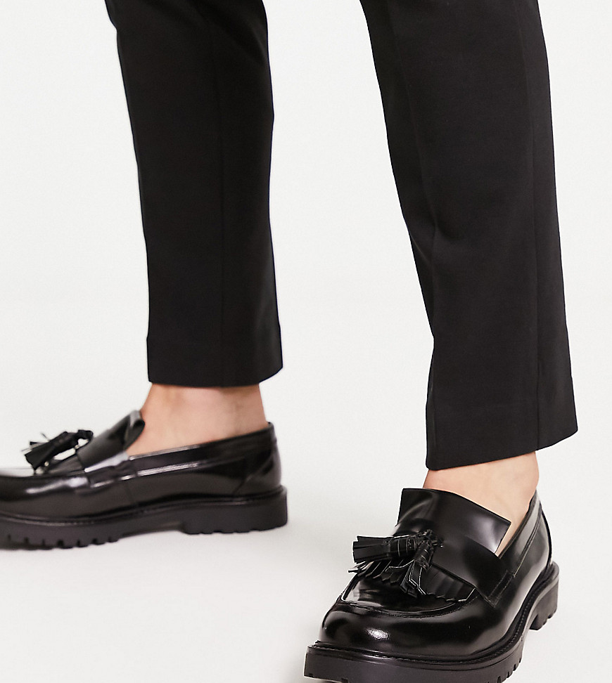 h by hudson - exclusive - aries - svarta, högglansiga loafers i läder-svart/a