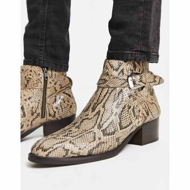 Beige faux shop snake ankle boot