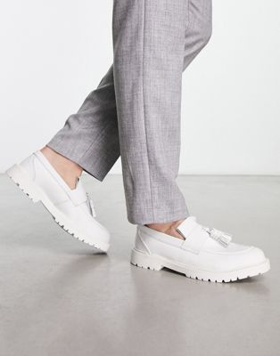 H by Hudson Exclusive Banner  loafers in white leather