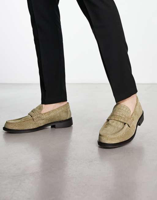 Olive on sale suede loafers