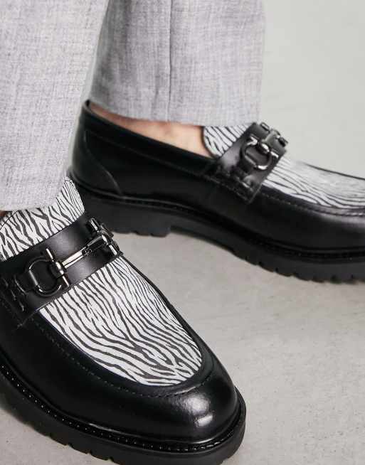 H by Hudson - Exclusivité - Alevero - Mocassins en cuir avec zébrures - Noir, 3 de 4