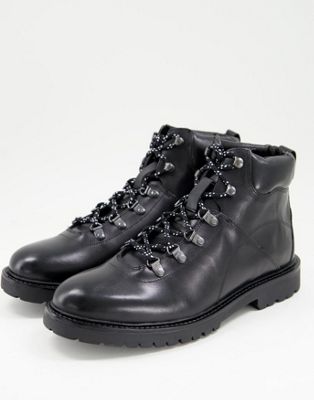 H by Hudson gamma hiker boots in black leather