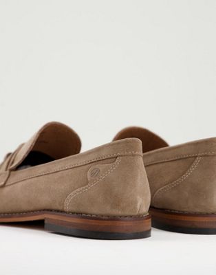 Chaussures, bottes et baskets H By Hudson - Guilder - Mocassins tressés en daim avec pampilles - Taupe