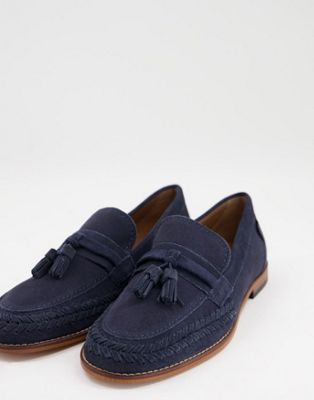 H by Hudson Exclusive Guilder woven tassel loafers in navy suede