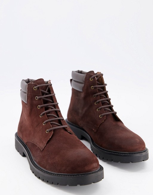 H by Hudson handle hiker boots in brown waxy