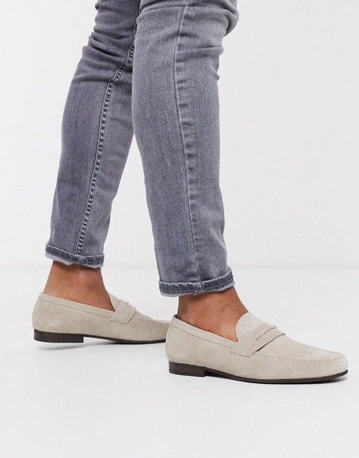 H By Hudson hecker loafers in grey suede