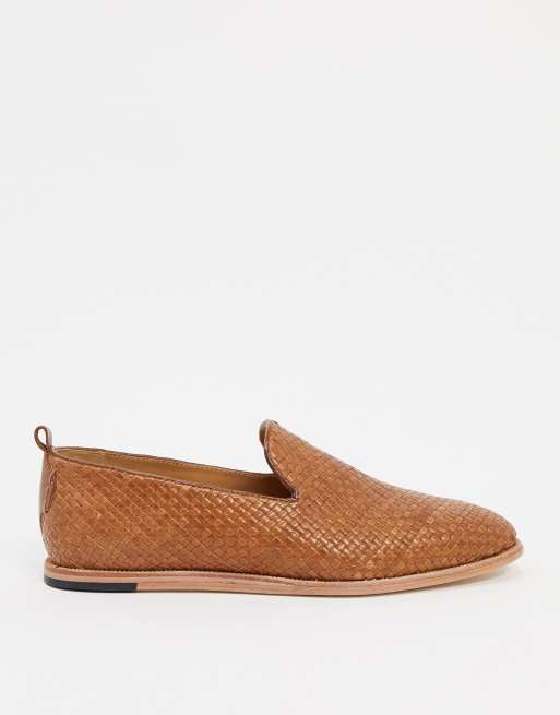 H By Hudson Ipanema – Brązowe plecione loafersy ze skóry, 2 z 4