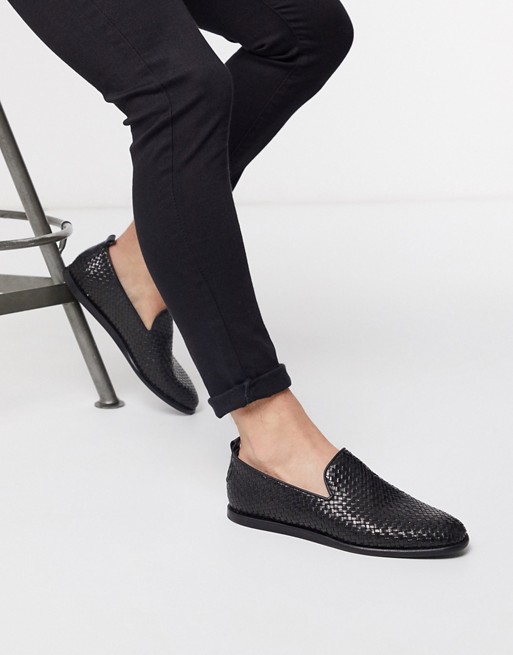 H By Hudson ipanema weave loafers black leather