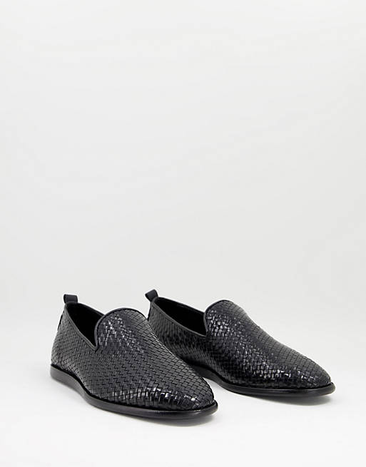 H by Hudson ipanema woven loafers in black leather