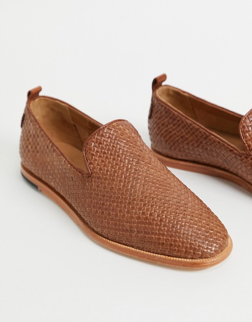 H by Hudson ipanema woven loafers in tan leather