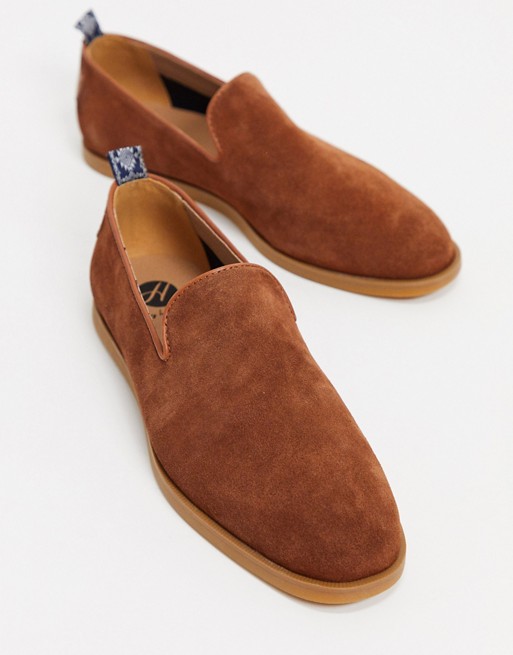 H By Hudson parker suede slip on loafers in tan suede