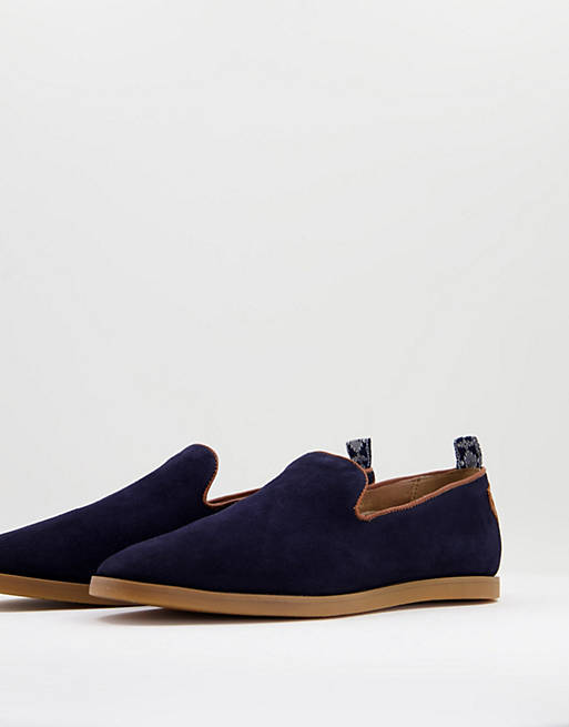 H by Hudson parker suede slip on shoes in navy suede