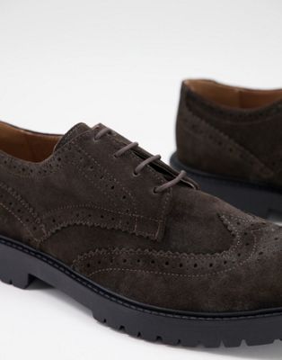 Chaussures, bottes et baskets H By Hudson - Rivington - Chaussures richelieu chunky en daim - Marron