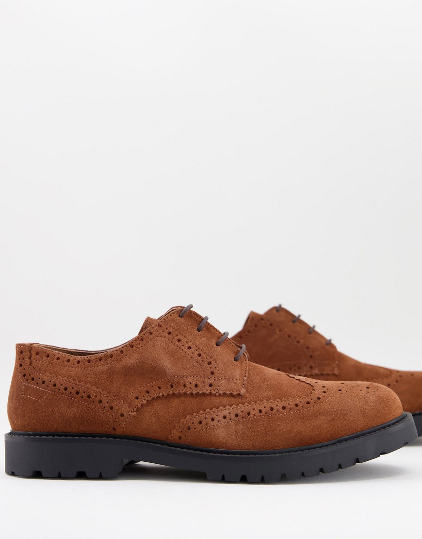 H by Hudson rivington chunky brogues in tan suede-Brown