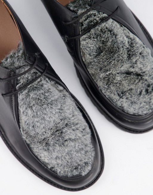 H by Hudson sledge Faux fur shoes in black