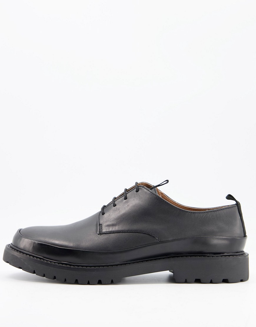 H by Hudson thetford seam detail lace up shoes in black leather