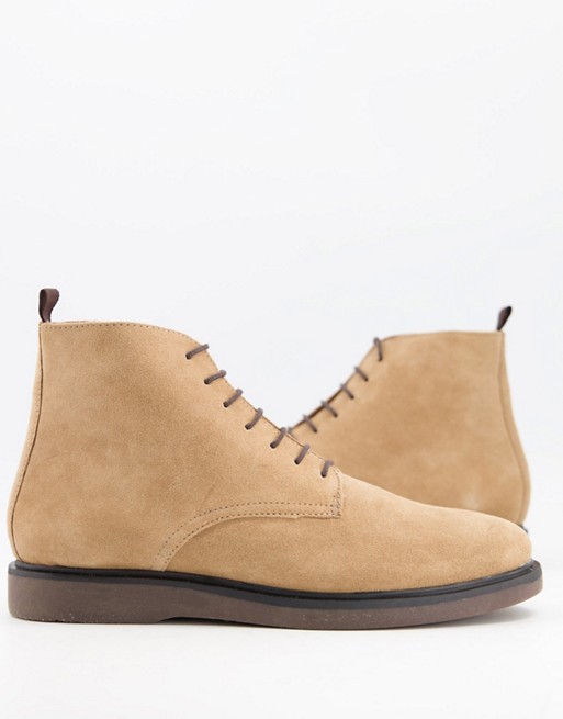H by Hudson troy lace up boots in beige suede