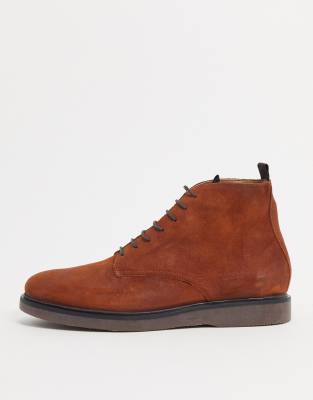 h by hudson battle lace up boots in khaki suede