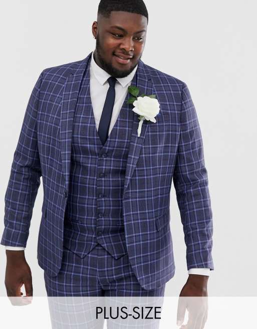 Blåt ternet jakkesæt fra River Island Big & Tall, 2 af 4