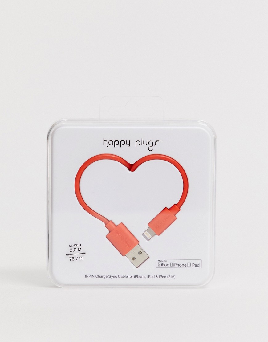 Happy Plugs – 2 m USB-laddningskabel-Röd