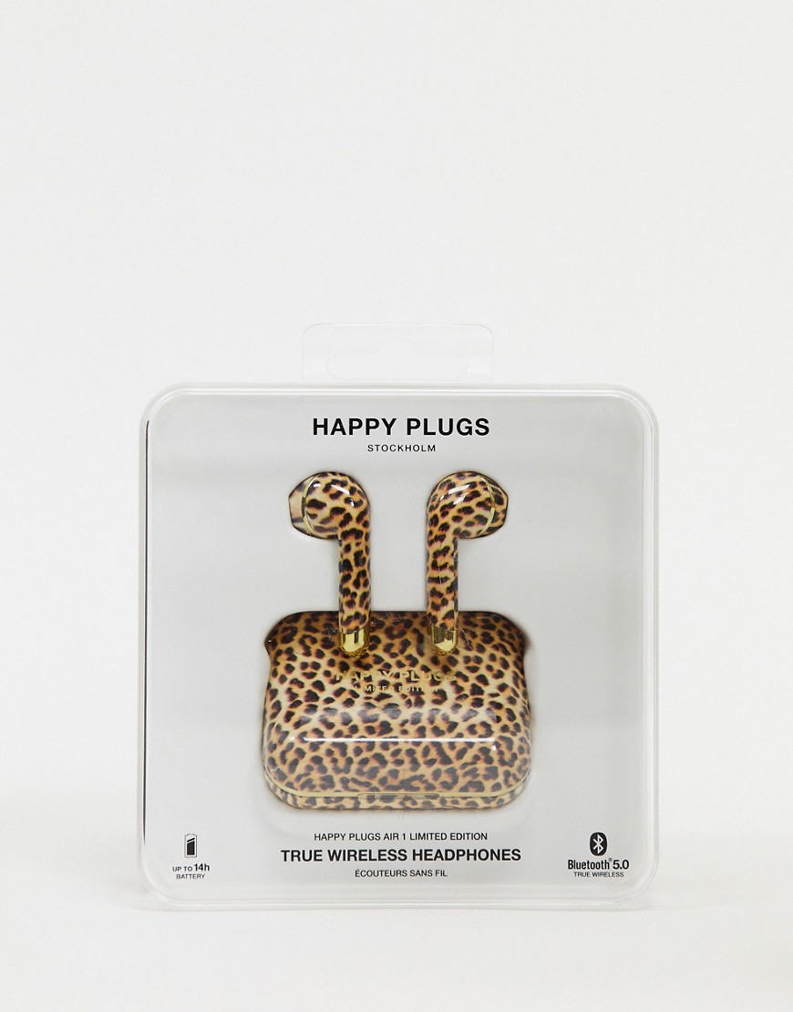 Happy Plugs truly wireless limited edition air 1 plugs in leopard print-No Colour