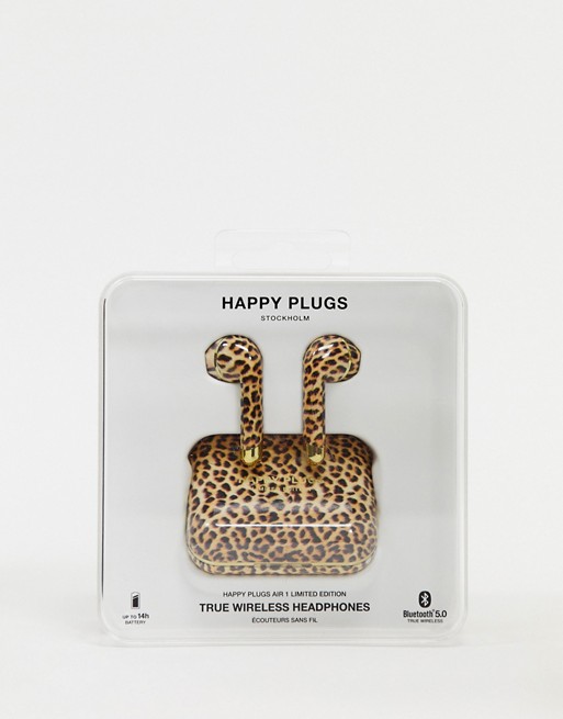 Happy Plugs truly wireless limited edition air 1 plugs in leopard print