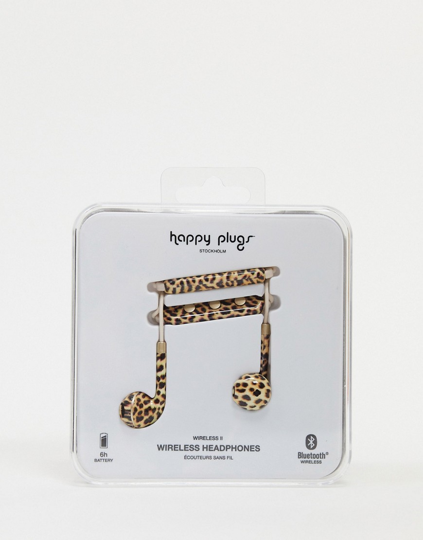 Happy Plugs – Wireless II – Leopardmönstrade hörlurar-Ingen färg