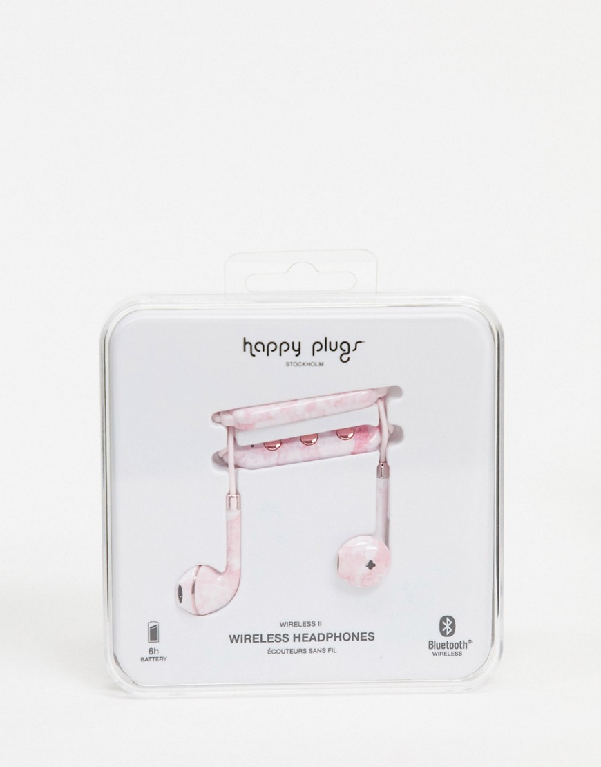 Happy Plugs - Wireless II - Oortelefoons met roze marmerprint-Zonder kleur