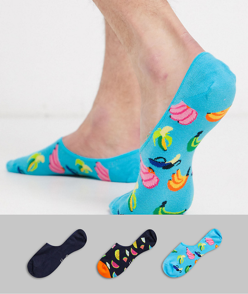 Happy Socks – Banana – Dolda strumpor i 3-pack-Flerfärgad