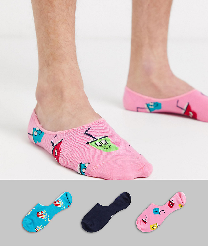 Happy Socks – Popcorm – Dolda strumpor i 3-pack-Flerfärgad