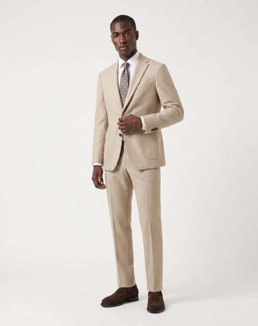 Harry Brown Adam wool tweed suit trousers in ecru, 3 of 6