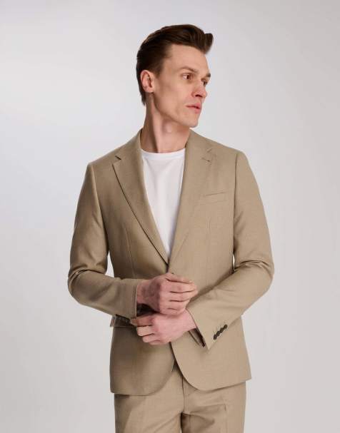 Harry Brown Archie melange slim fit suit jacket in beige in beige - view 1