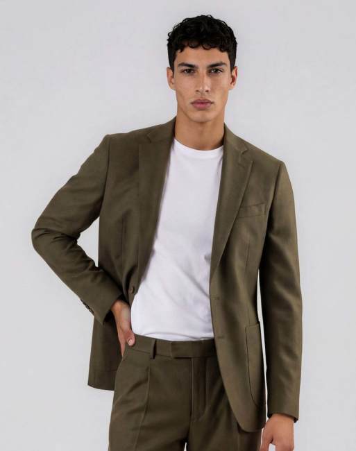 Harry Brown Arthur flannel blazer in khaki, 3 of 5