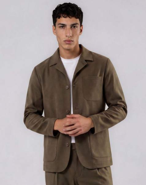 Harry Brown Arthur flannel jacket in khaki - view 1