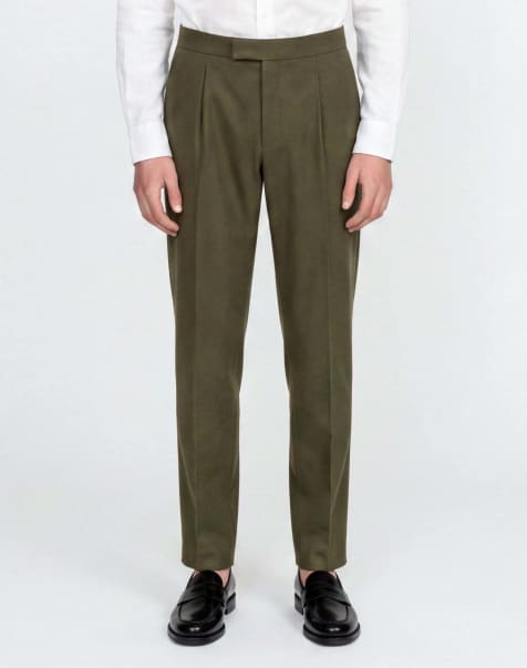 Harry Brown Arthur flannel trousers in khaki - view 1