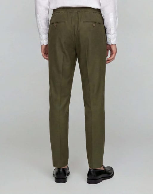Harry Brown Arthur flannel trousers in khaki, 2 of 4