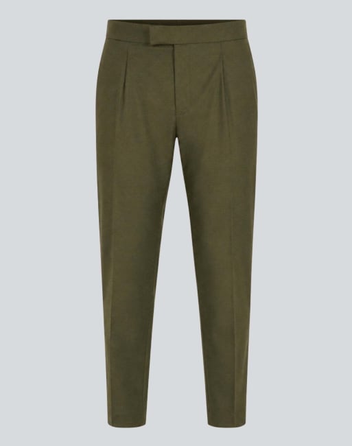 Harry Brown Arthur flannel trousers in khaki, 3 of 4