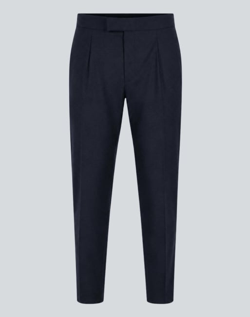Harry Brown Arthur flannel trousers in navy, 4 of 5
