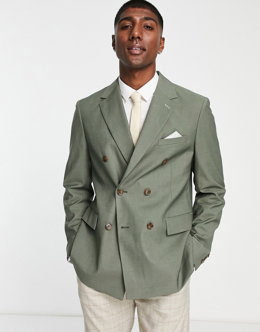 Harry Brown bamboo loose fit suit jacket in sage-Green