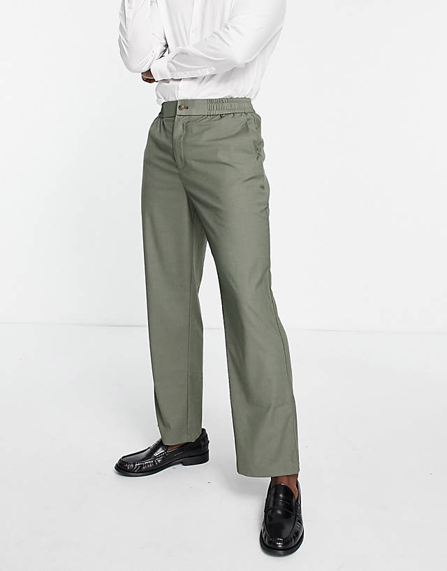 Harry Brown - bamboo loose fit suit trousers in sage
