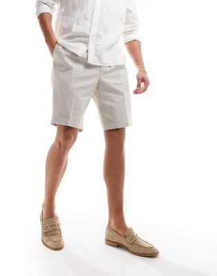 Harry Brown bermuda linen fit shorts in ecru
