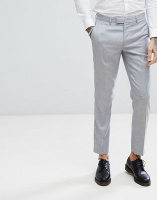 Harry Brown - Blå kostymbyxa i linne med stretch i smal passform