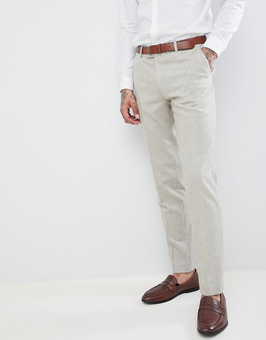 Harry Brown - Bruiloft - Skinny-fit pantalon in tweed-Lichtbruin