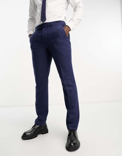 Harry Brown - Bruiloft - Slim-fit pantalon van wolmix in marineblauw
