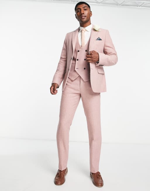 Harry Brown - Bryllups-habitjakke i tweed med slim fit pasform og bred reverskrave , 3 af 4