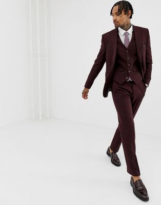 burgundy suit and shoes