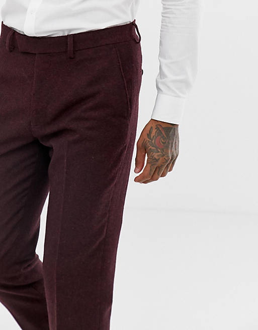 Harry Brown Burgundy Slim Fit Donnegal Suit Trousers