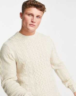 Harry Brown cable knitted crew neck jumper
